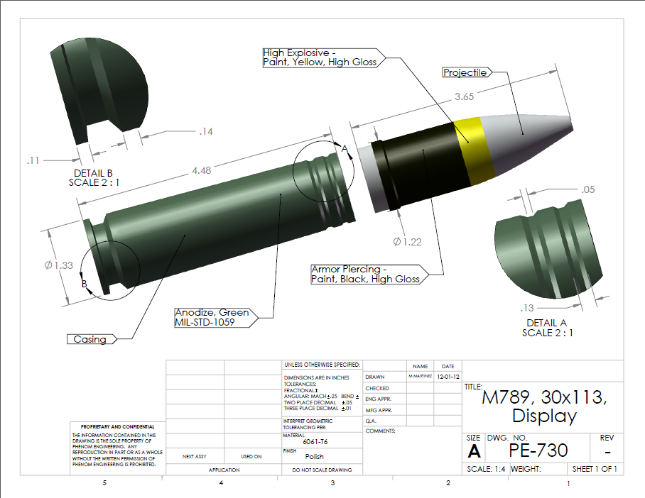 30mm Cannon Round Drawing Example
